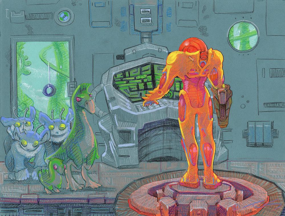 Samus frees the Eticoons and Dachoras from their habitat chamber